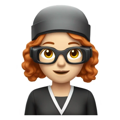 redhead teacher wearing a VR headset sticker