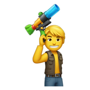 A man holds a water gun to his head sticker