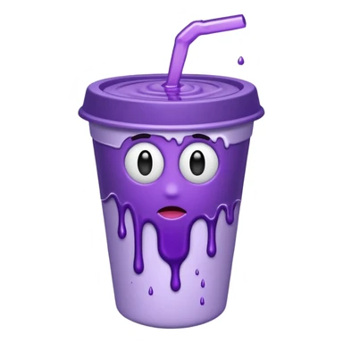 sytrofoam cup with a thick purple liquid dripping sticker