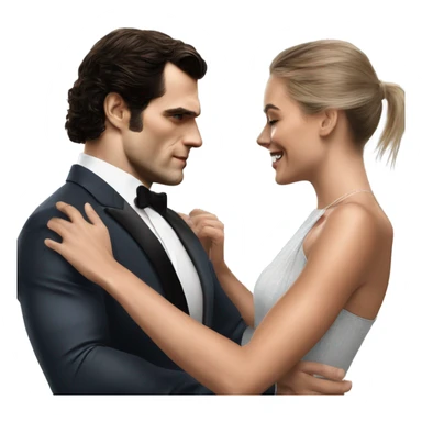 realistic photo of Henry Cavill close dancing with a beautiful female model  sticker