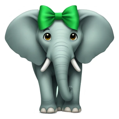 Elephant wearing a green bow sticker