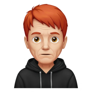 old man with red hair and black hoodie sticker