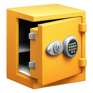 3d  isometric small safe in yellow or light orange sticker