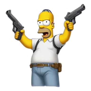 Homer Simpson with a gun sticker