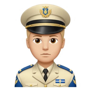 a serious realistic Finnish soldier in a white military uniform sticker