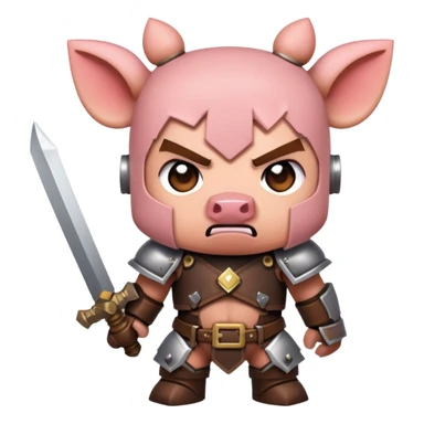 angry Minecraft baby Piglin in leather armor sticker