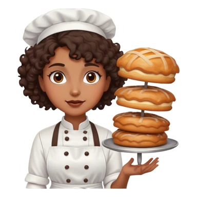 Brown girl, pastry chef with dark curly brown hair sticker