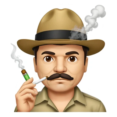 El Chapo Guzman with mustache smoking a marijuana joint sticker