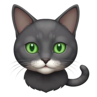 full body gorgeous solid dark grey cat with green eyes, white paws and white whiskers playing sticker