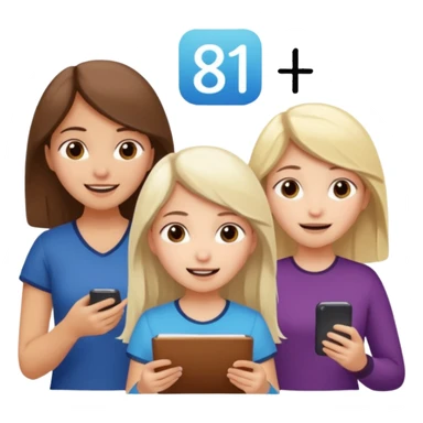 Mexican brown haired girl, white blond haired girl, and white brown haired girl all trying not to laugh while doing math sticker