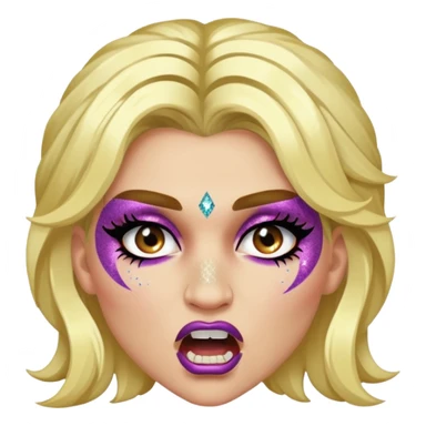 kesha with glitter making a snarling fun face sticker