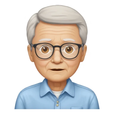 elderly with glasses and shirt sticker