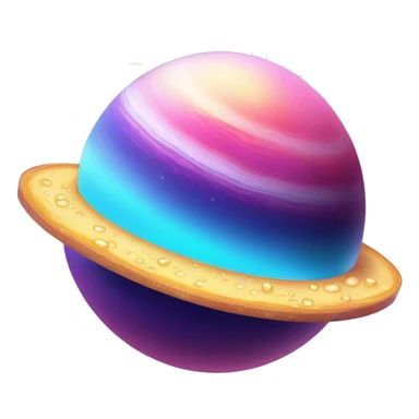 sparkly glittery blue purple and pink gradient planet with a saturn ring dripping cheese from the ring sticker