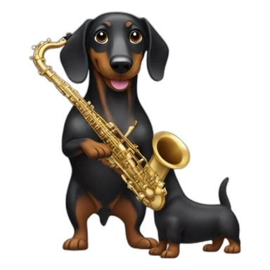 Black wiener dog playing the saxophone sticker