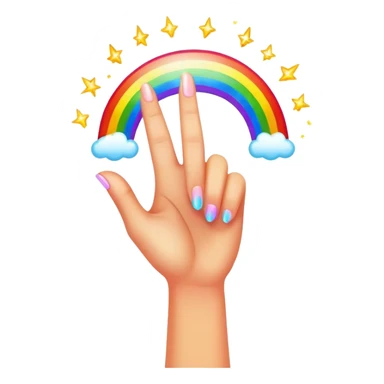 extremely zesty, flamboyant hand gesture with exaggerated pose, rainbow sparkles sticker
