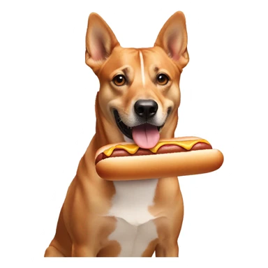 a dog eating a hot dog wearing heavy make up sticker