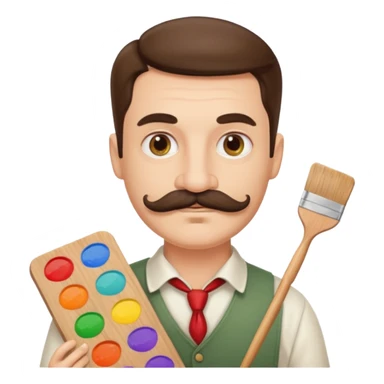 artist with a palette and a moustache sticker