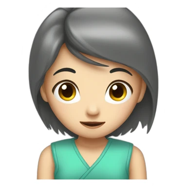 Female asian girl embarrassed behind a fan sticker