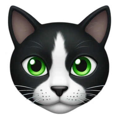 A black cat with green eyes with a white mustache and white spots sticker
