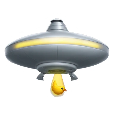 gray flying saucer with light on with a chicken inside sticker