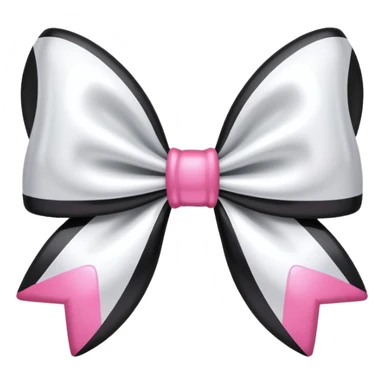 Metallic White bow with pink and black hearts  sticker