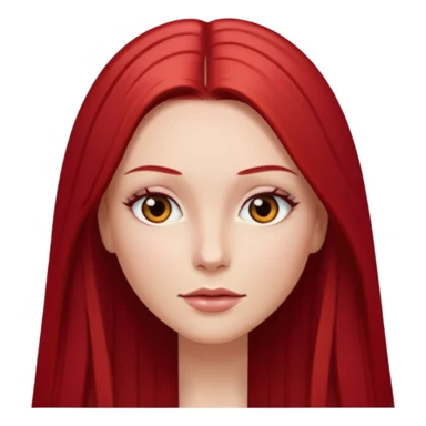 white woman cherry red long straight hair parted middle sticker