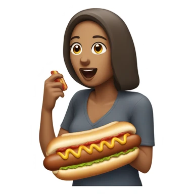 Woman eating hotdog sticker