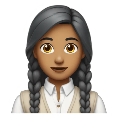 indian girl wearing a collared long sleeve white shirt under a white sweatervest sticker