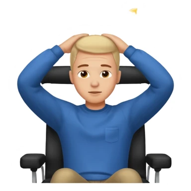 Regular emoji with guy with hands on back of head leaning back in chair watching YouTube  sticker
