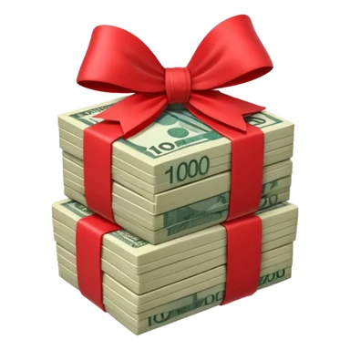 draw australian $100 notes stacked together and wrapped in a bow sticker