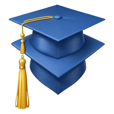 blue graduation cap with yellow tassel sticker