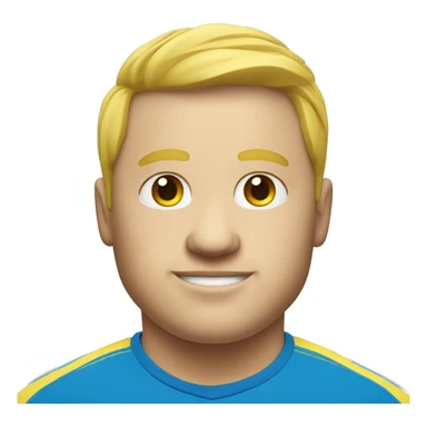 White face man Fat soccer player in yellow shirt and blue shorts and blue socks sticker