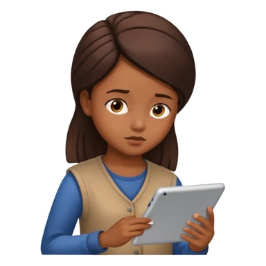 kid woman reading a tablet sticker
