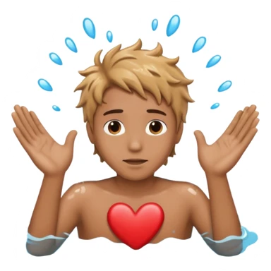 Persong drowning in the ocean and creting a heart with his hands sticker