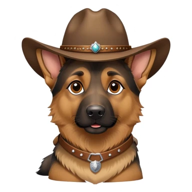 A german shepherd with a cowboy hat  sticker