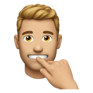 mans jawline with hand, only one finger touching the jawline sticker