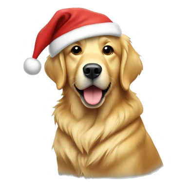 Golden retriever with a hoodie and Santa hat sticker