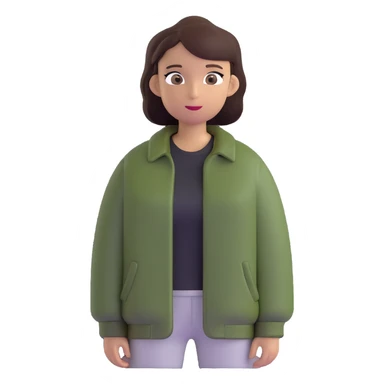 dark olive green jacket over a lighter green top sticker