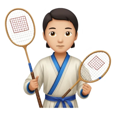 ancient chinese with badminton racket sticker