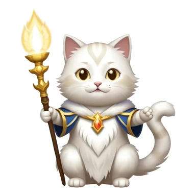cute cat paladin casting a holy light spell sticker