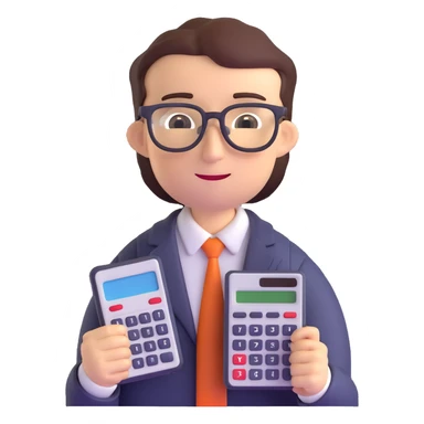 accountant with glasses and calculator sticker