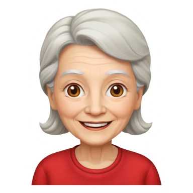 elderly woman with red shirt sticker