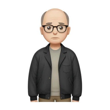 Carl from Sling Blade, serious expression, recognizable features, neutral background, full body, chin sticking out, slouching posture sticker