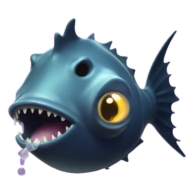 Anglerfish with glowing lure, sharp teeth, and big eyes. sticker