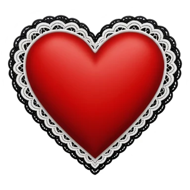 red and black heart with white lace, more black than red sticker