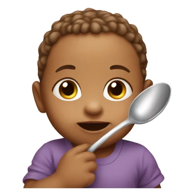 A cute baby carries a spoon sticker
