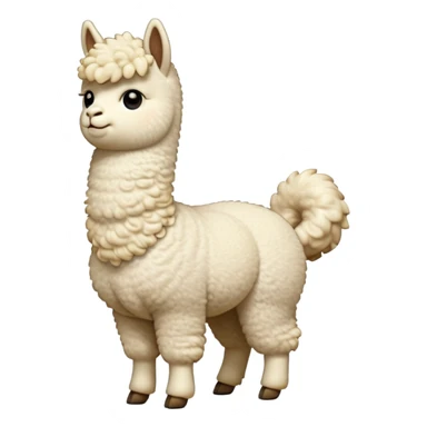 cinematic-[cream alpaca]-realistic-full-body-standing-emoji,-tail-flicking-lazily,-head-tilted-dramatically,-curly-[cream]-fur,-simplified-yet-realistic-focused-features,-highly-detailed,-glowing-with-an-almost-sarcastic-glow sticker
