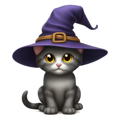 kitten in a witches hat  sticker