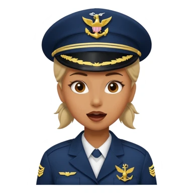 Female navy soldier, crazy face. sticker