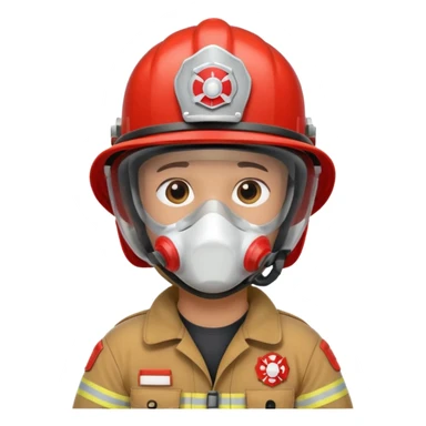 Firefighter with white color helmet and respiratory protection sticker